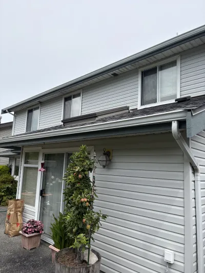 Completed exterior trim colour match, view seven, at this Ladner home in Delta, BC