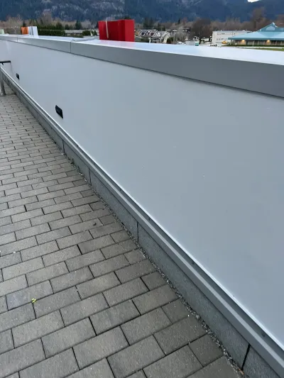Avesta retaining wall restoration, courtyard area, Downtown Squamish