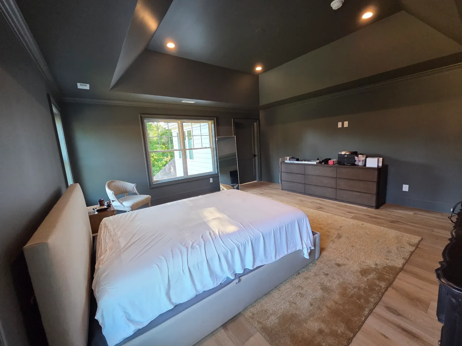 Completed colour-drenched main bedroom in this Bala Cynwyd home