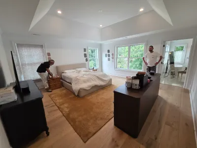 Before main bedroom with contractor-white walls at this Bala Cynwyd home