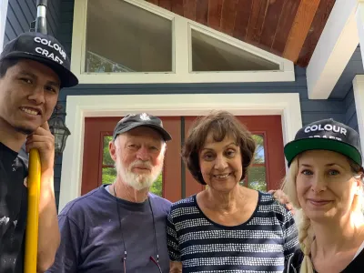 After: Colour Craft crew with homeowners at front door, Brackendale Squamish BC
