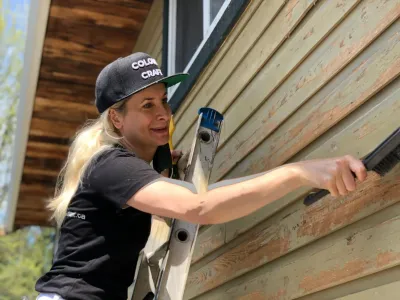 Before: Brackendale craftsman home siding detail, Squamish BC