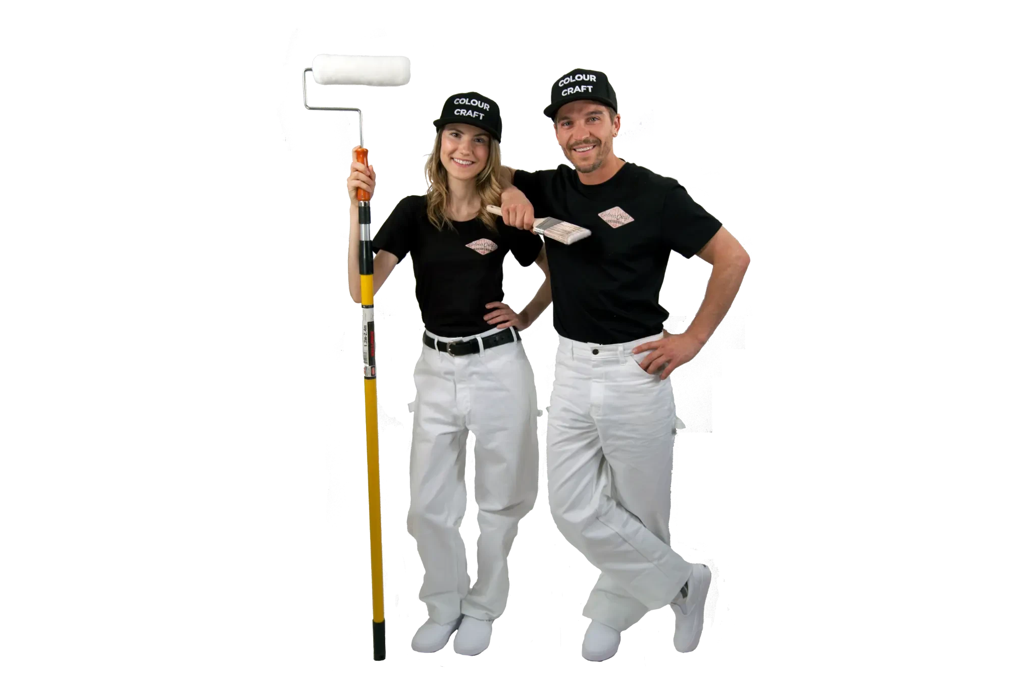 Colour Craft Painting team, two painters standing with roller and brush