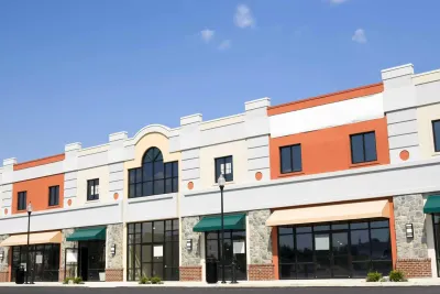Commercial plaza storefront exterior painting, Colour Craft Painting
