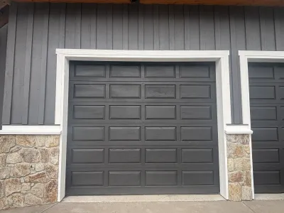 After: Dennis residence garage doors, fresh paint, Garibaldi Highlands