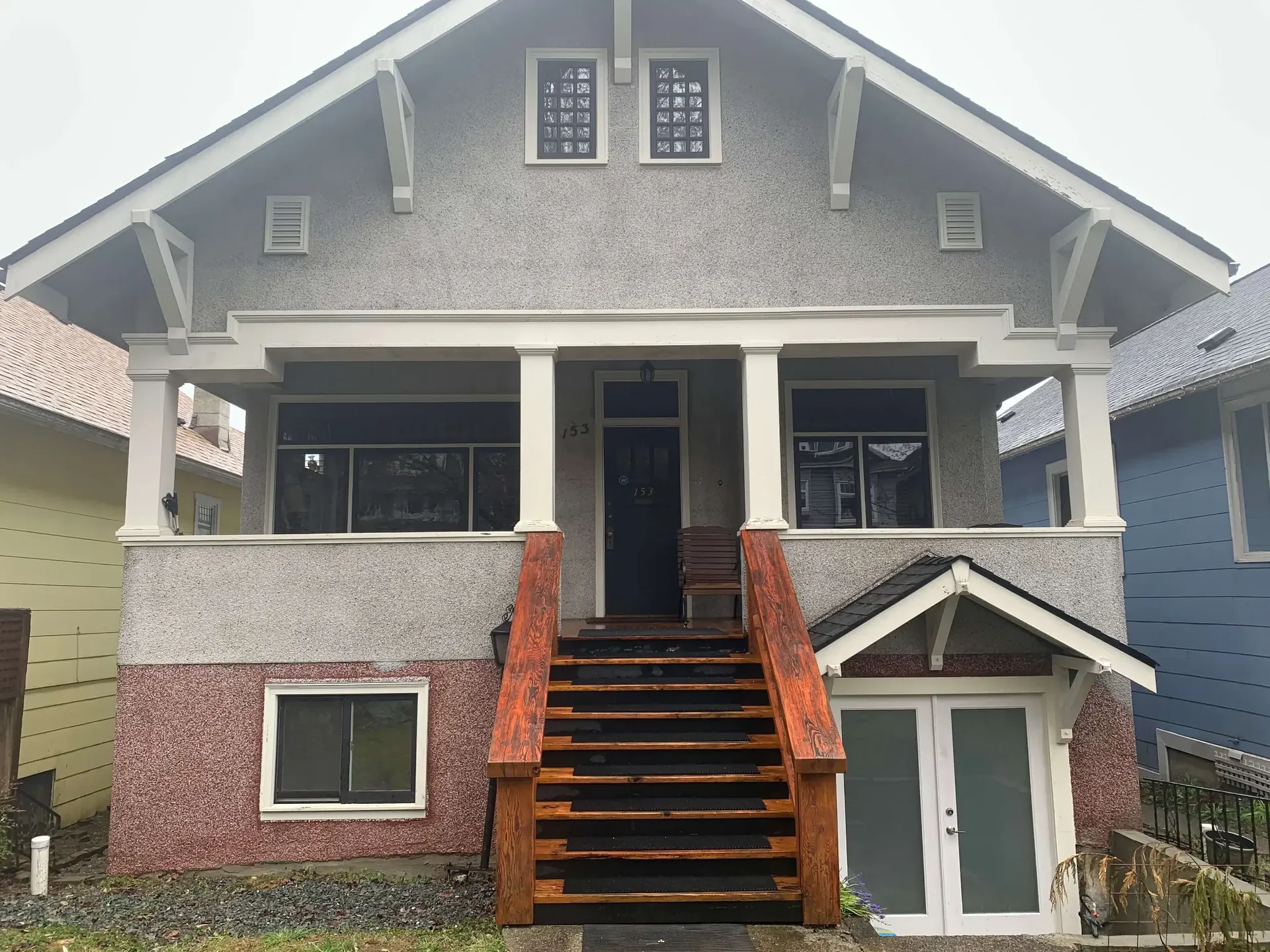 Before: Stucco Repaint & Cedar Stair Restoration, Mount Pleasant, East Vancouver