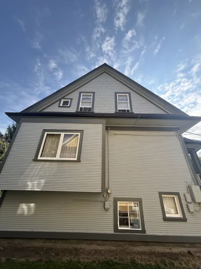 After: East Vancouver heritage home corner detail, fresh paint