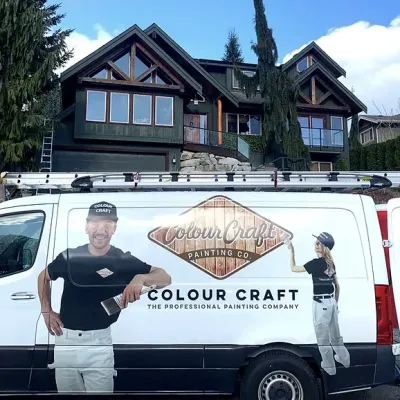 After: Colour Craft van in front of completed Garibaldi Highlands project, Garibaldi Highlands