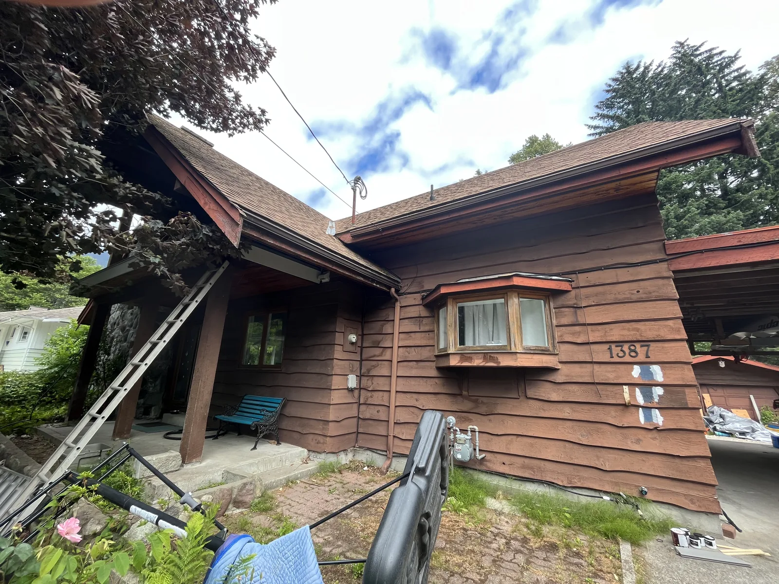 Before: Kristen residence siding detail, weathered wood, Brackendale Squamish