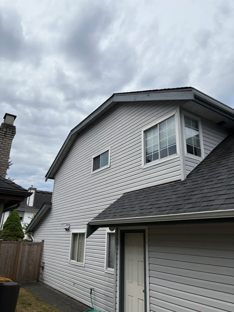 After: Side elevation with gable roof, upper windows and rear door, Ladner, Delta, BC