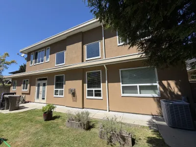 After: masonry fence completed, Seafair Richmond BC, Loxon coating