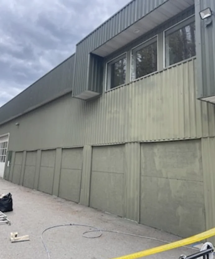 Before: 10-Day Major Upgrade: Commercial Warehouse Exterior Painting, Squamish, BC