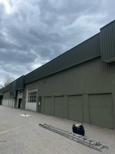 Warehouse exterior painting Squamish BC, high access work