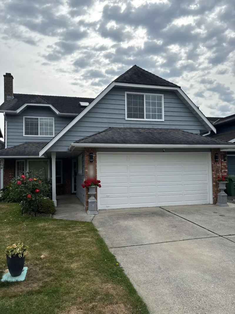 Grey Siding & White Trim Exterior Repaint, Steveston, Richmond, BC