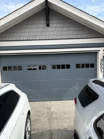 After: front view, Steveston Richmond BC, Tricorn Black doors