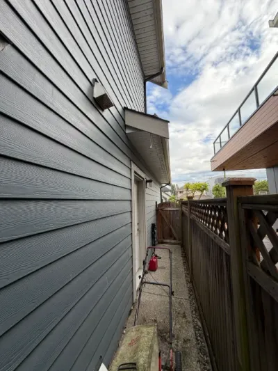 Before: front view, Steveston Richmond BC, original weathered white trim