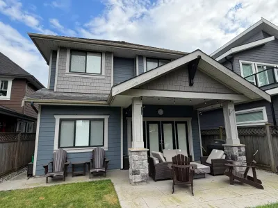 Before: Steveston Richmond BC, weathered white trim before painting
