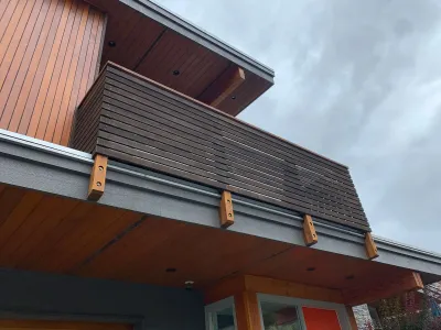 After: Cedar wood restoration back full view, Squamish BC