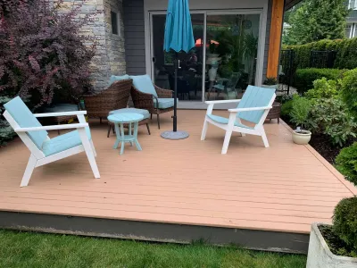 After: Cedar wood restoration wide angle, completed, Squamish BC