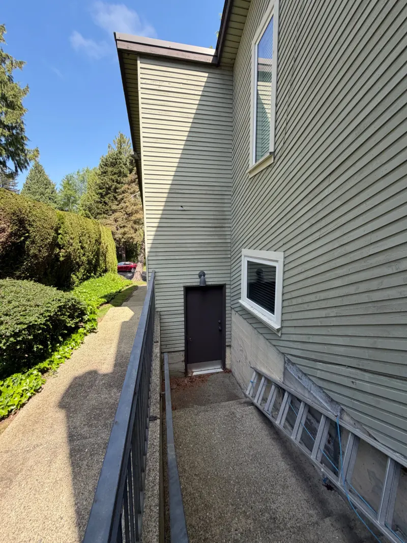 Before: front view, Tsawwassen Delta BC, original sage green siding
