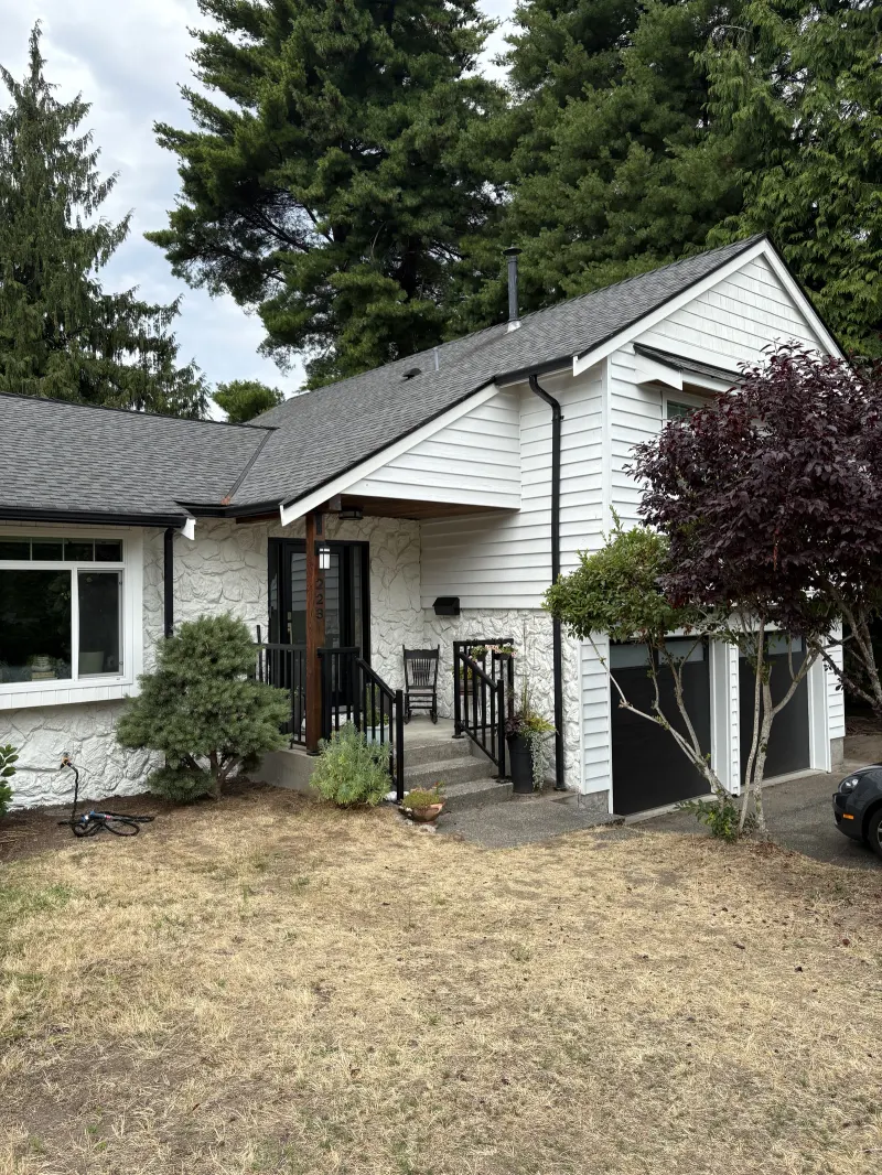 After: front view, Tsawwassen Delta BC, Simply White exterior repaint