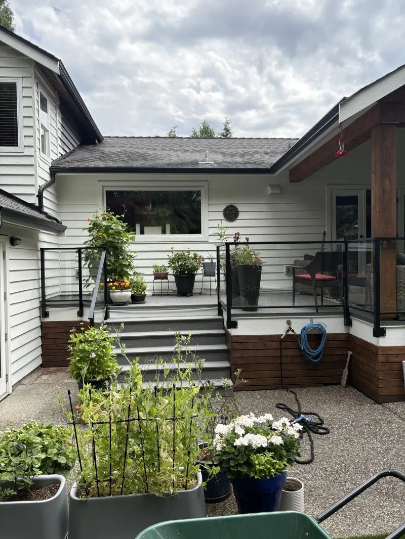 After: corner detail, Tsawwassen Delta BC, full white transformation