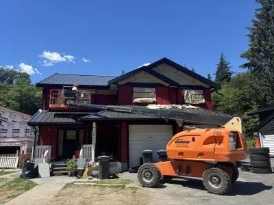In-progress renovation repaint at this home, Valleycliffe Squamish BC