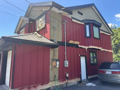 In-progress renovation repaint at this home, Valleycliffe Squamish BC