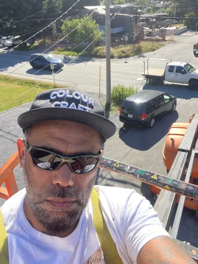 In-progress renovation repaint at this home, Valleycliffe Squamish BC