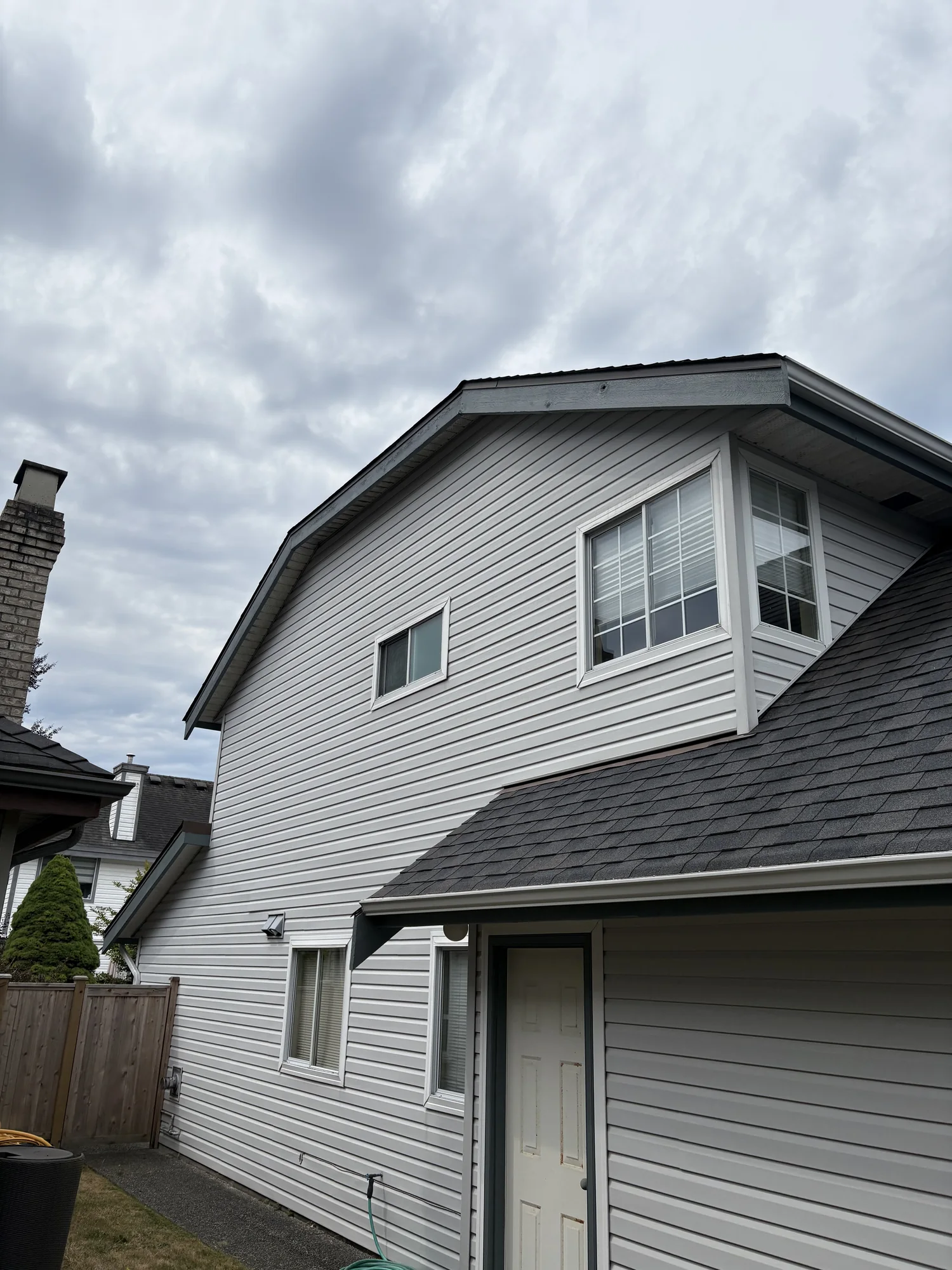 Completed exterior trim colour match, view four, at Dick’s Ladner home in Delta, BC