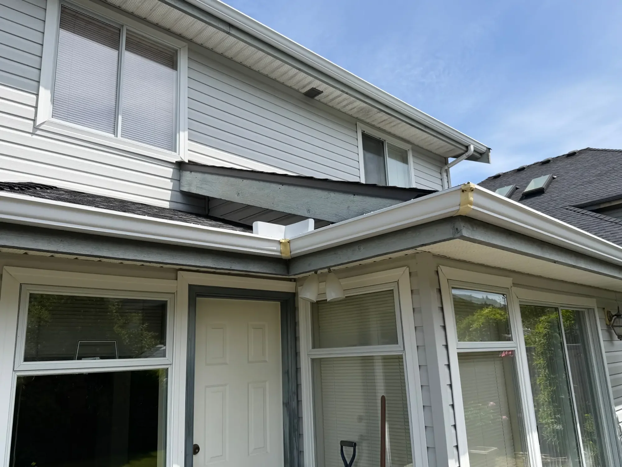 Before front entry and fascia detail at Dick’s Ladner home in Delta, BC
