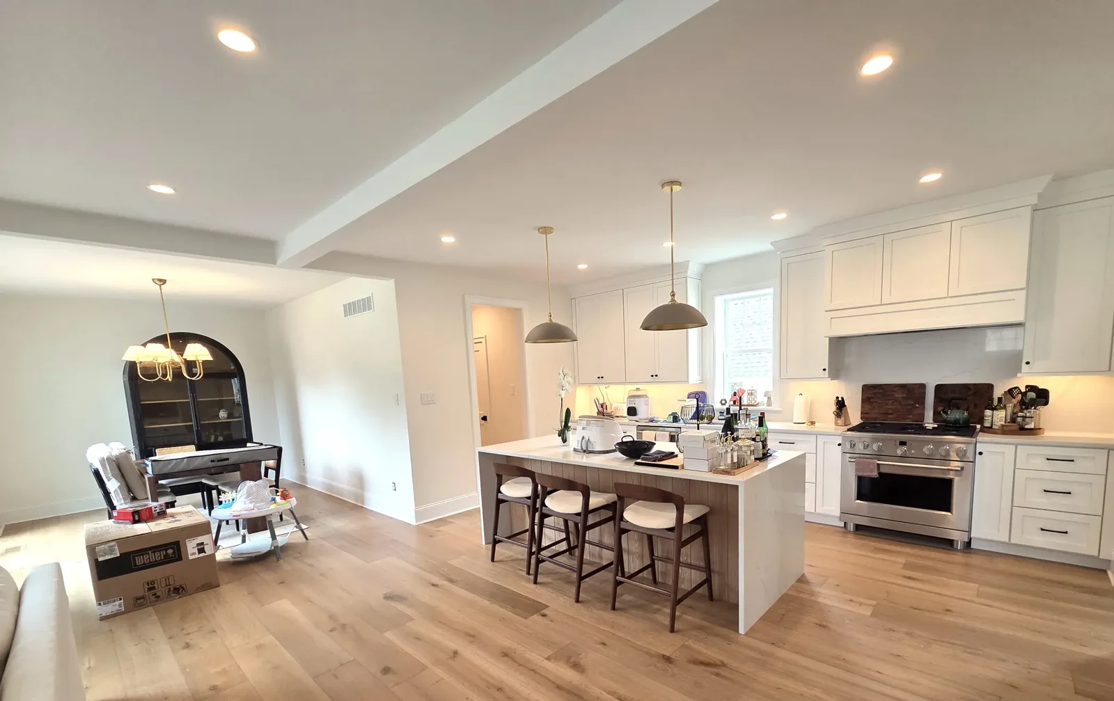 Completed kitchen and dining area in Carly’s Bala Cynwyd home