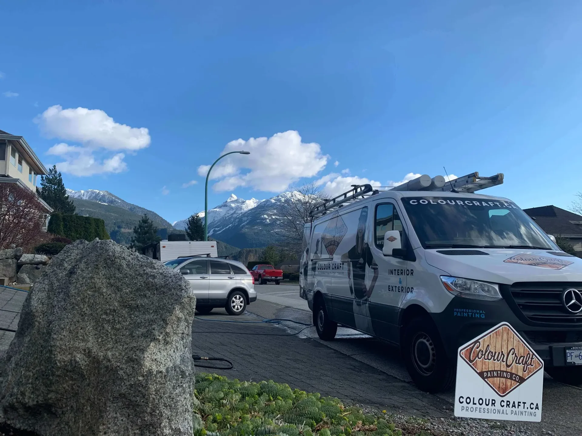 Colour Craft Painting company van and sign in Squamish BC — professional exterior painters