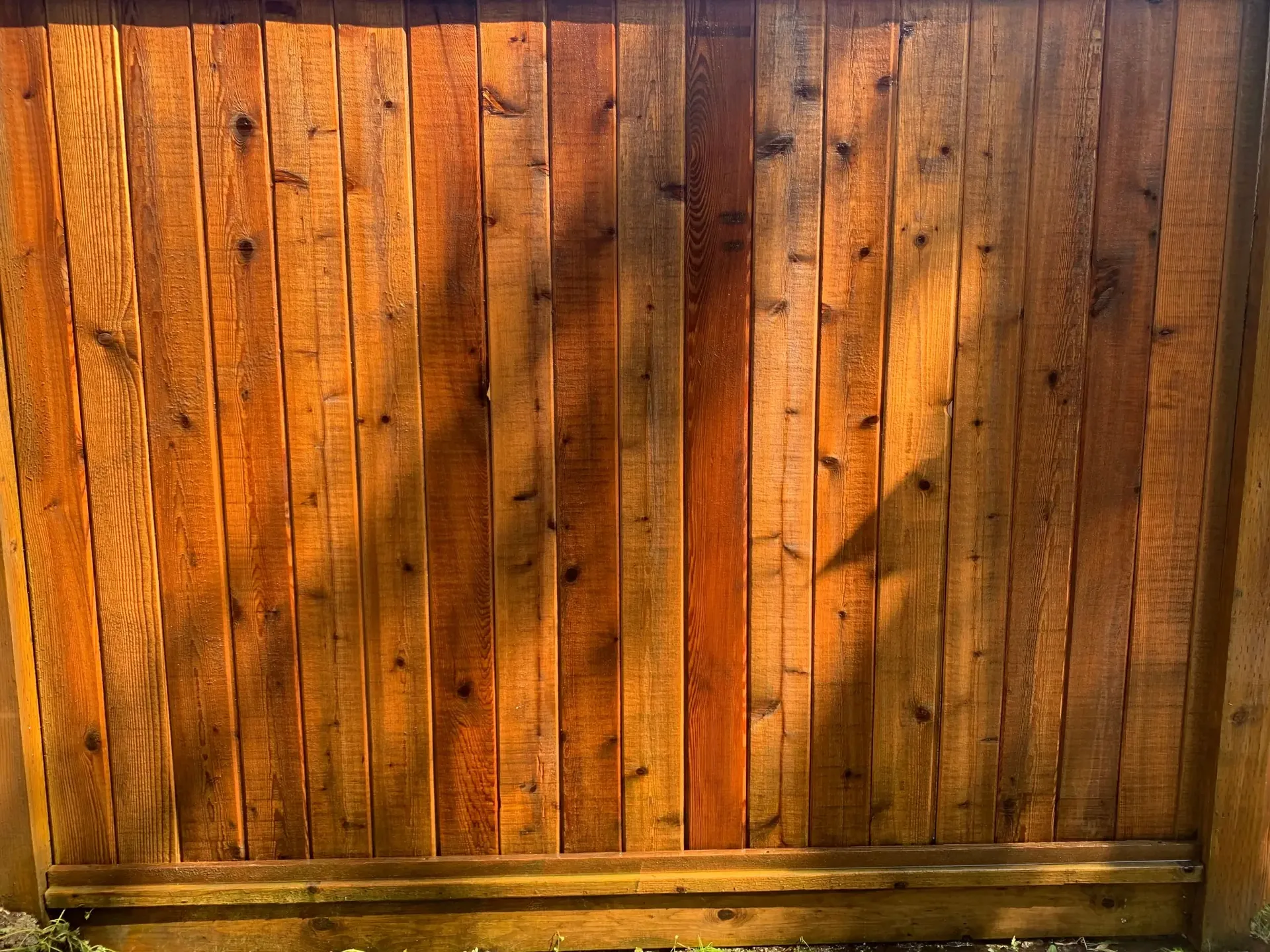 After fence staining — rich warm cedar semi-transparent stain by Colour Craft Painting