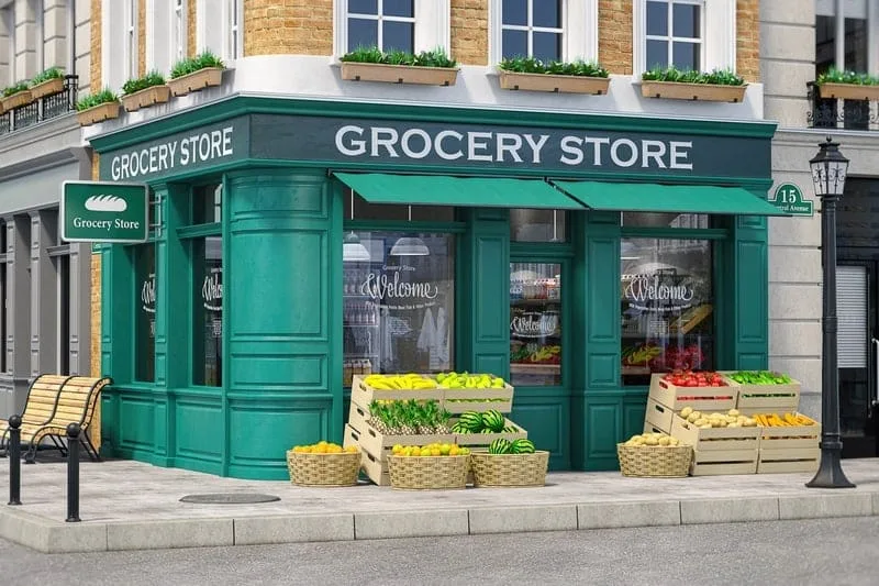 Retail grocery store exterior painting — commercial painters Colour Craft