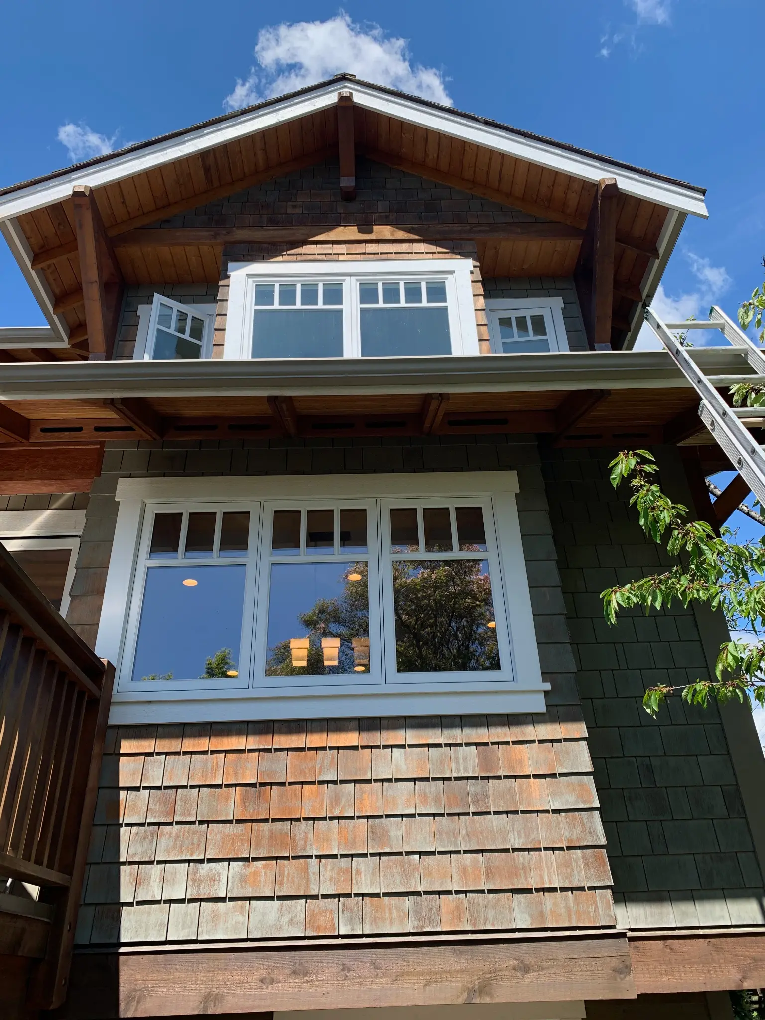 Before stain restoration, exterior view four at James’s North Vancouver home
