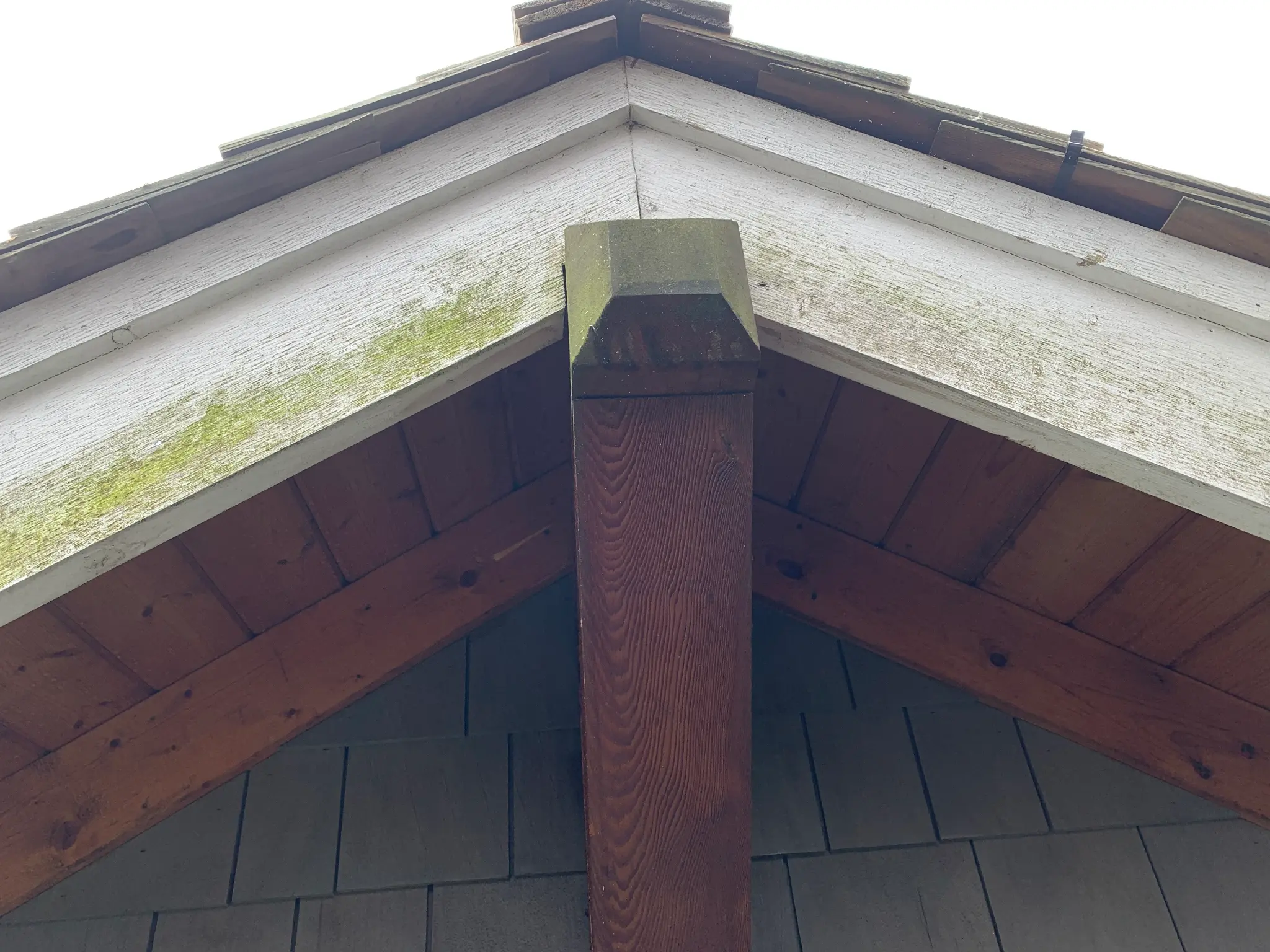 Before stain restoration, exterior view six at James’s North Vancouver home