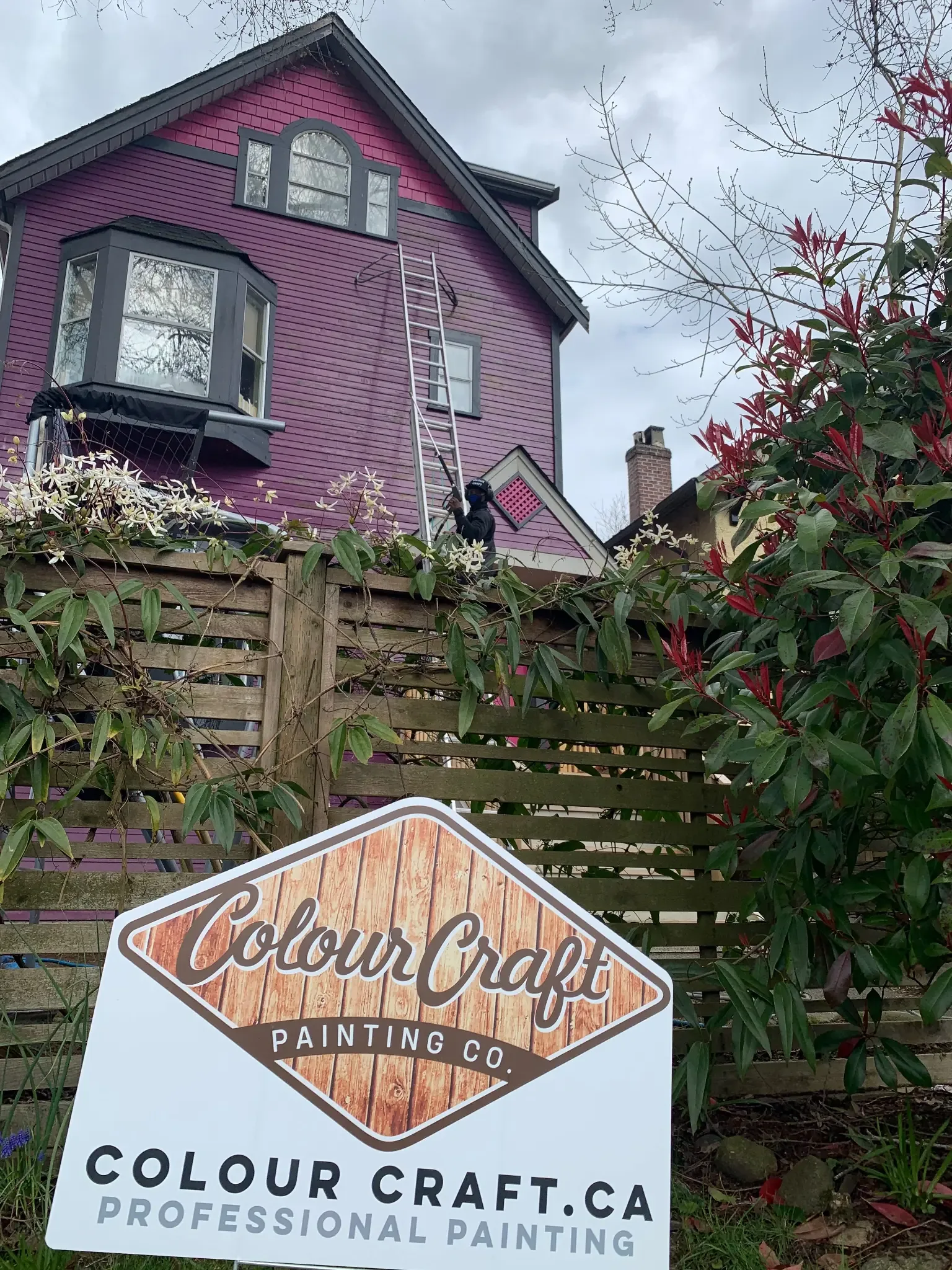 Before — Colour Craft crew painting upper storeys, East Vancouver