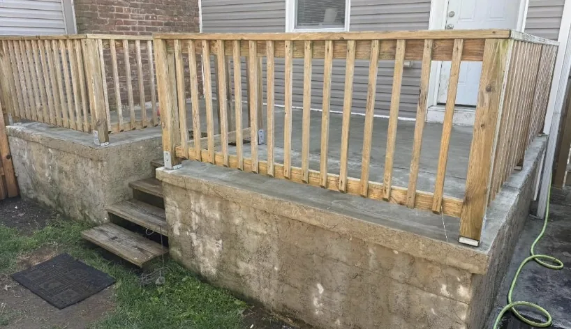 Before railing — Philadelphia PA, weathered grey wood railing