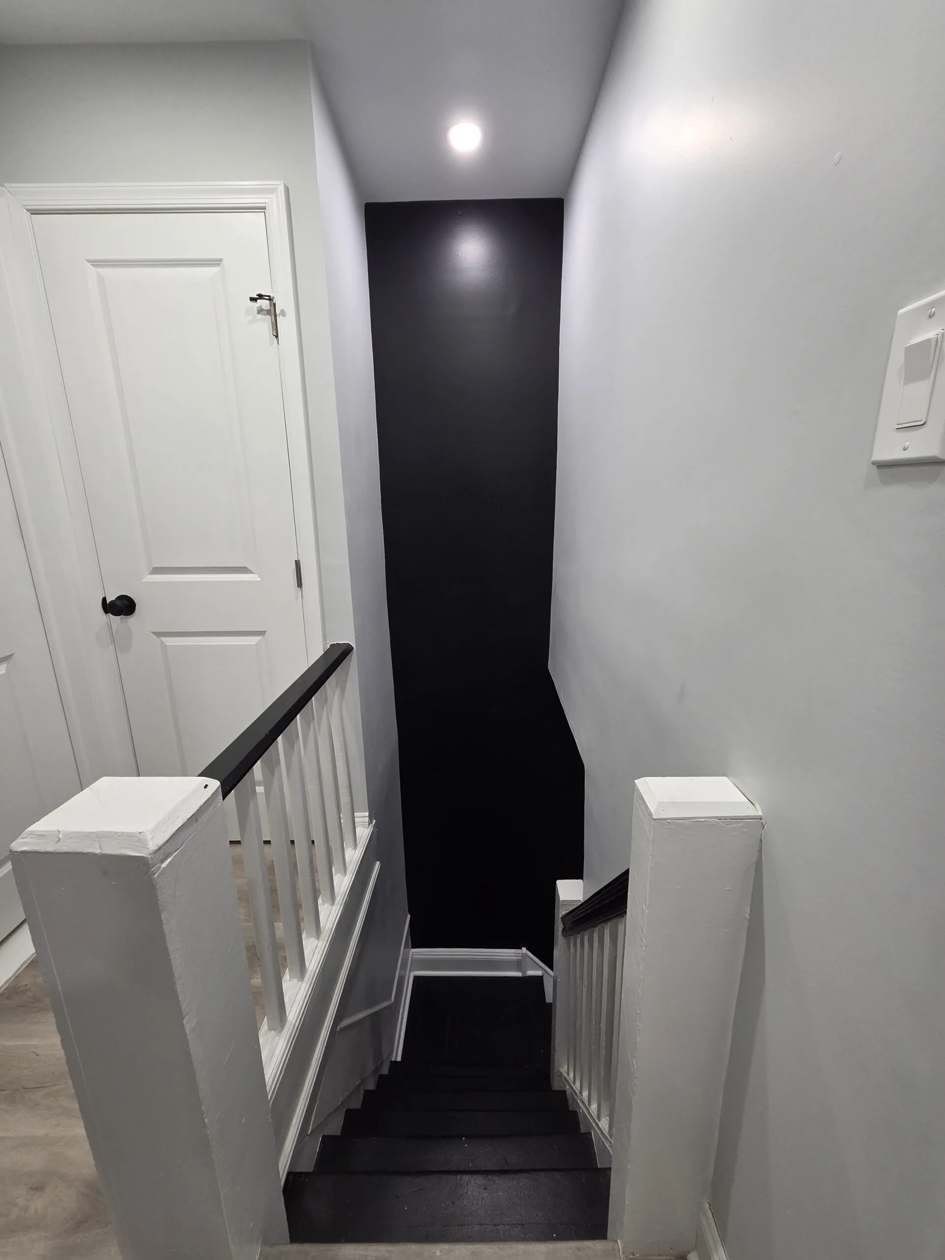 Interior painting detail — Tricorn Black satin finish