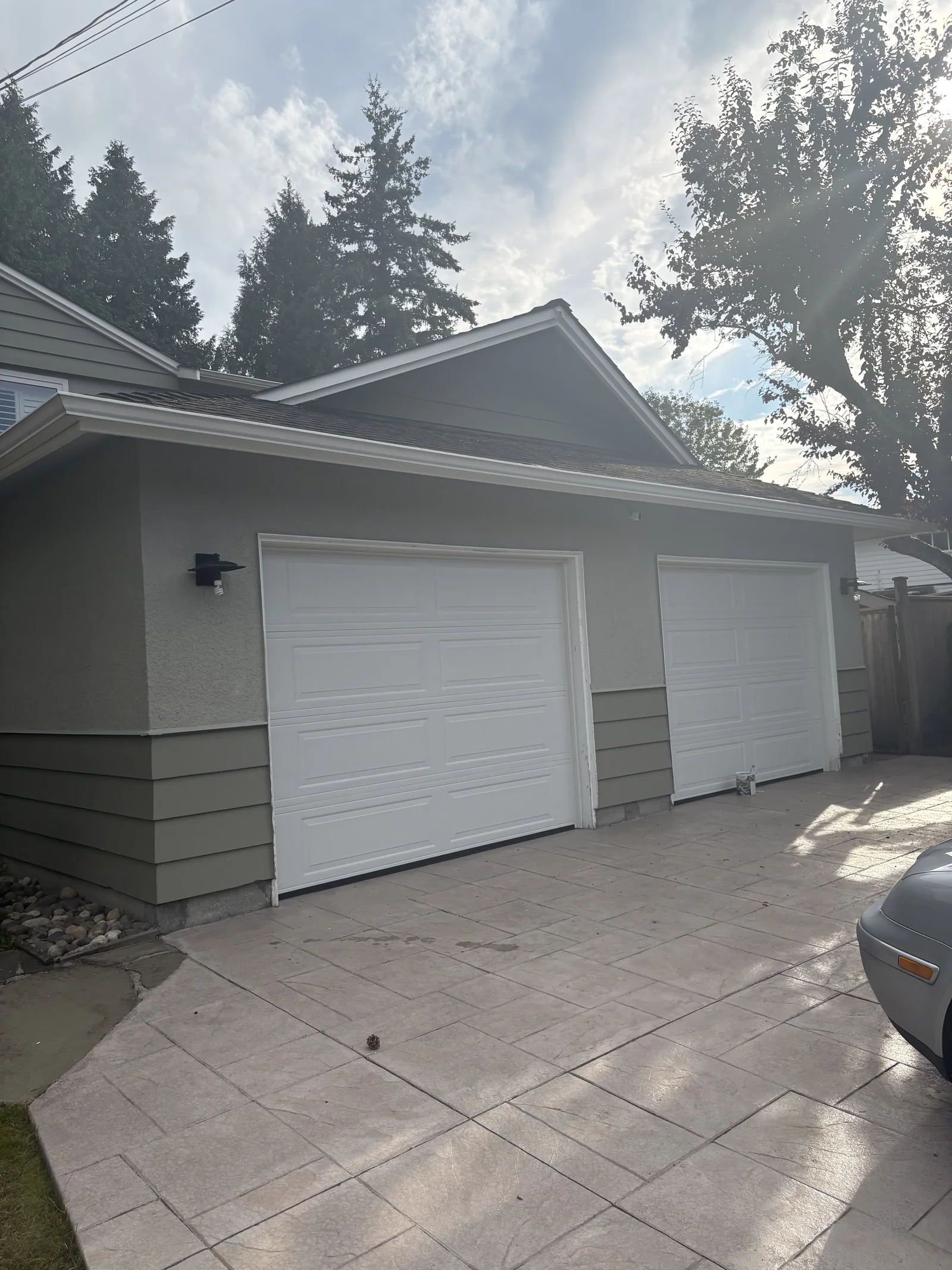 After — Sheila residence rear view, Tsawwassen Delta BC — Crushed Ice fascia and soffit