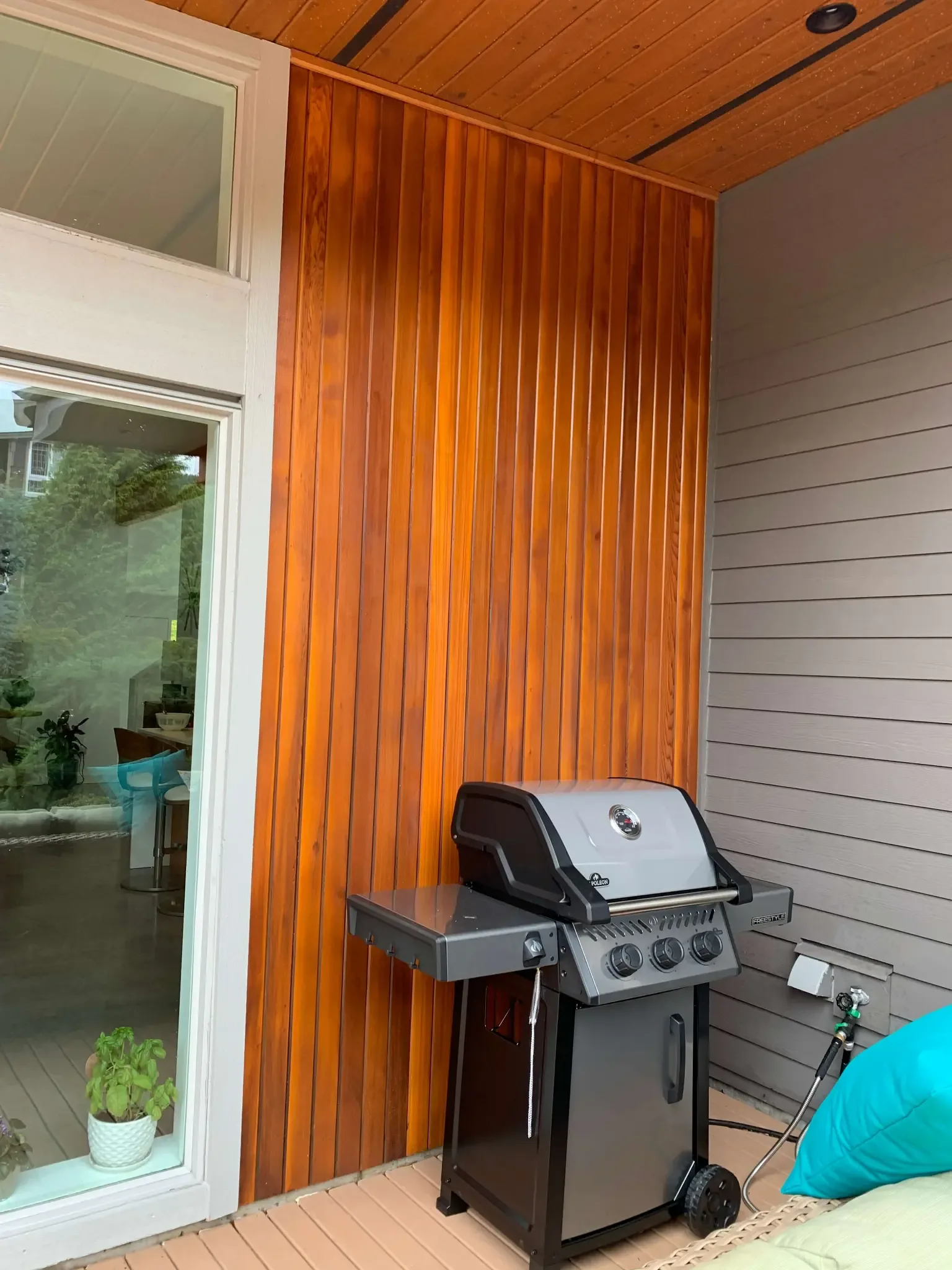 After — Cedar wood restoration side view completed, Squamish BC