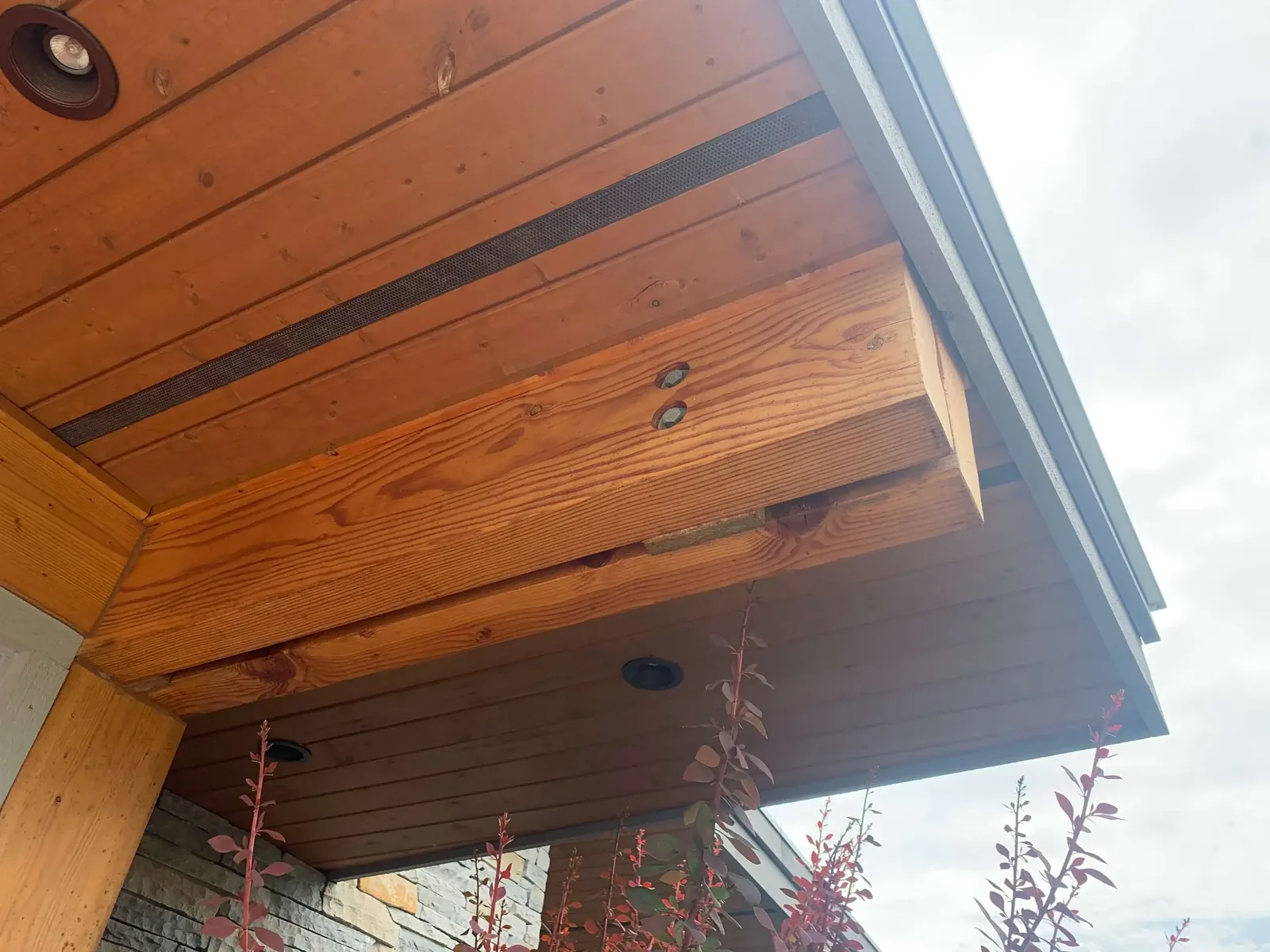 Before — Colour Craft crew on ladder, cedar siding restoration, Squamish BC