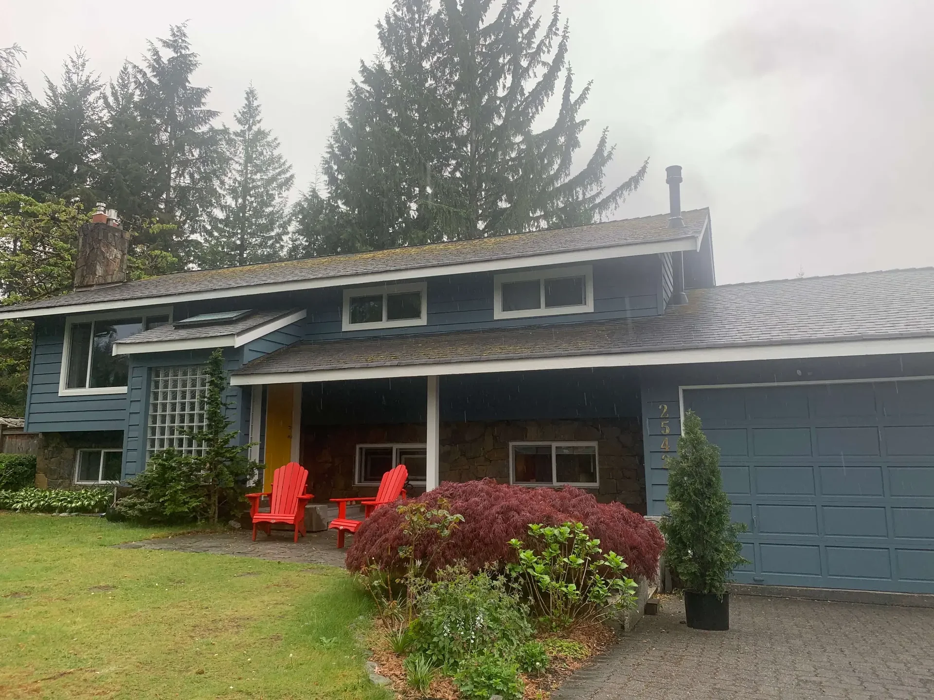Steel Blue & Yellow Door Exterior — Garibaldi Highlands, Squamish, BC