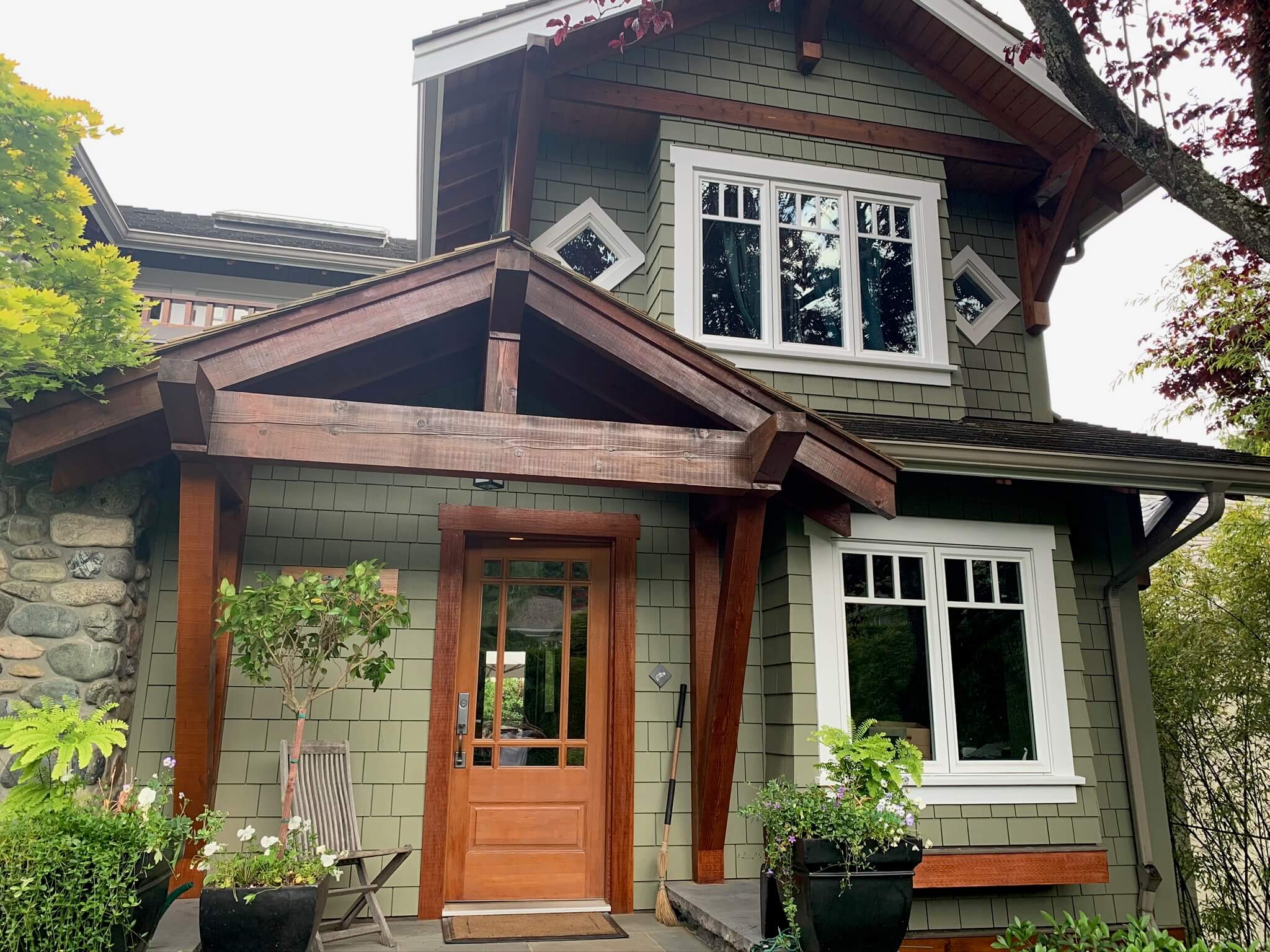 Beautifully stained wooden exterior